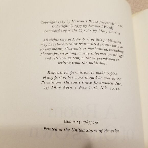 Vintage A Room of One's Own, Virginia Woolf, Harcourt Brace Jovan 1981, Slipcase - Picture 5 of 5